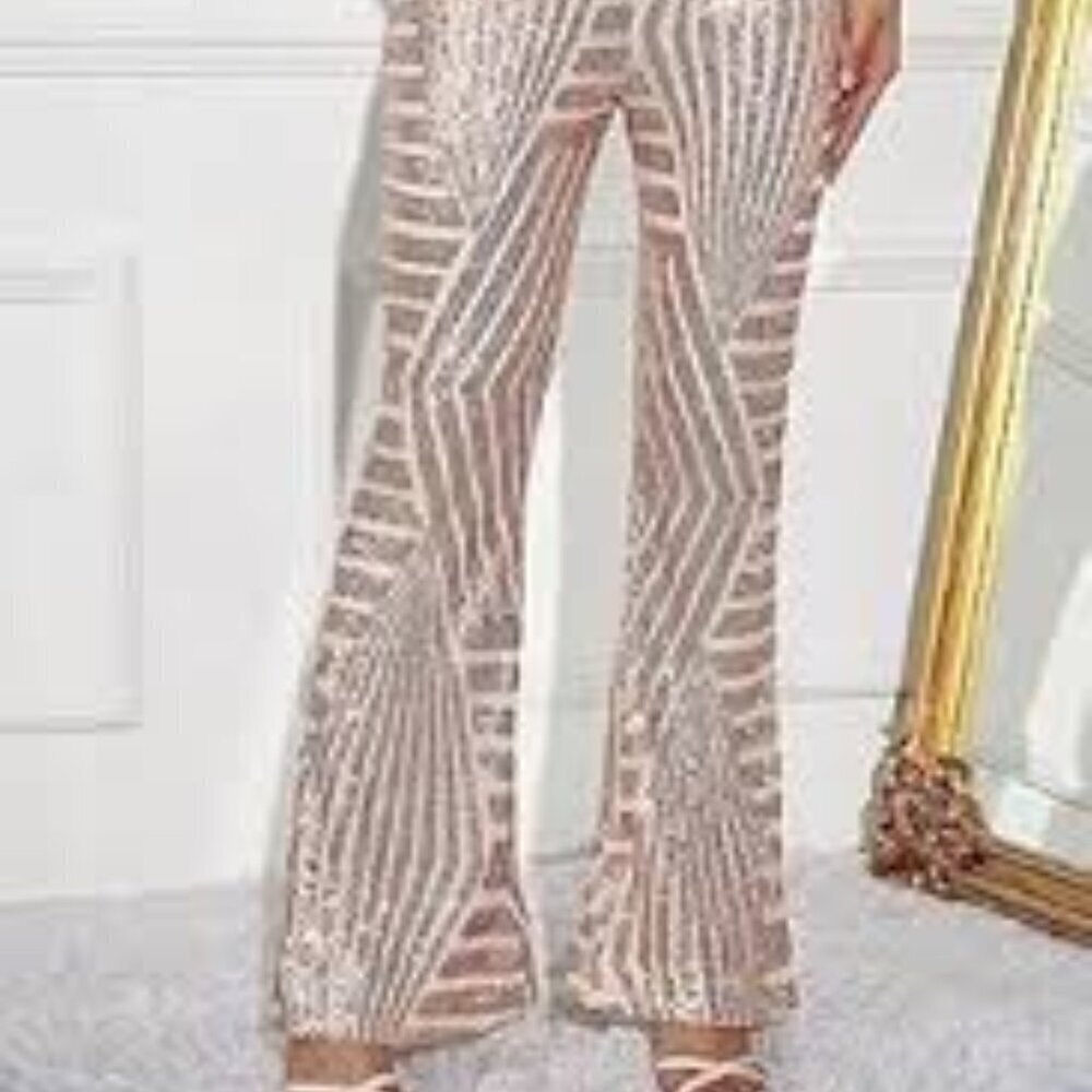 Double Take Pink/Rose Gold High Waist Flared Pants